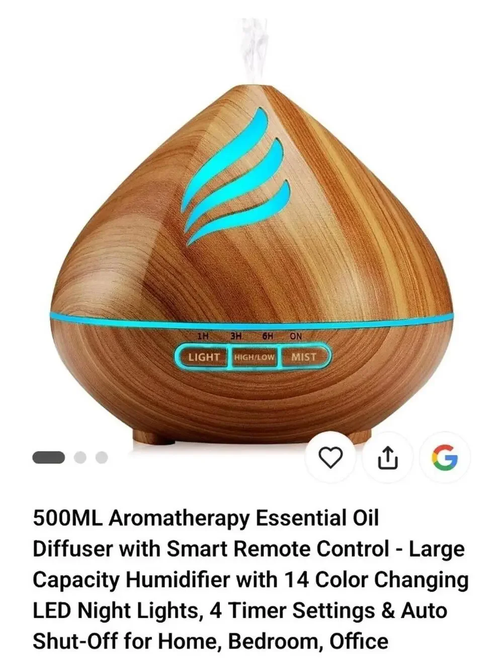 Essential Oil Scent Diffuser: 500ML Aroma Diffuser with Remote Control, Large...